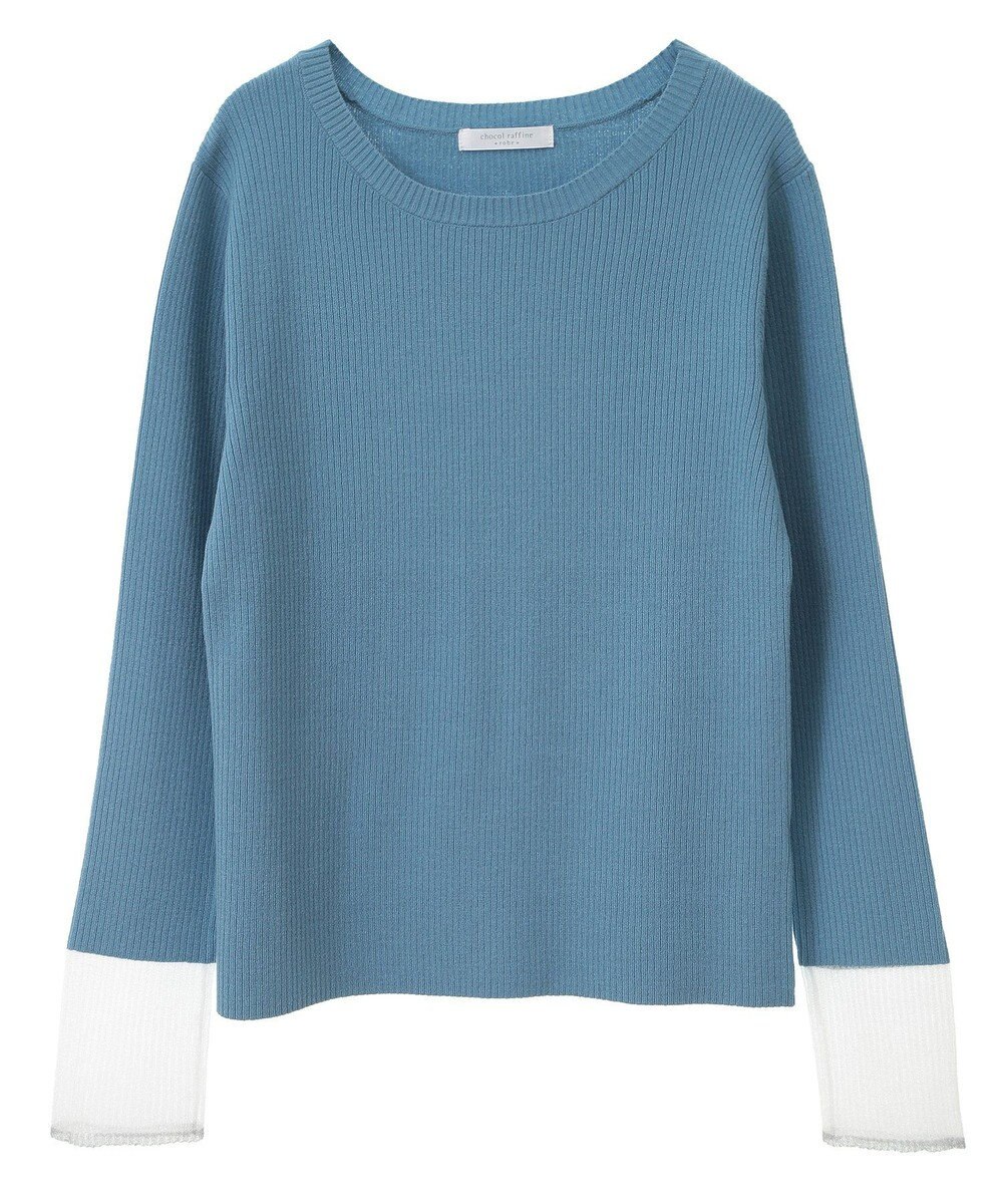 Green Parks アンチピリング袖シアーリブニットプルオーバー 