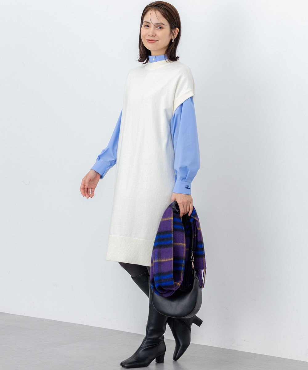 組曲 コットンカシミヤMIXチュニック丈ニットワンピース 