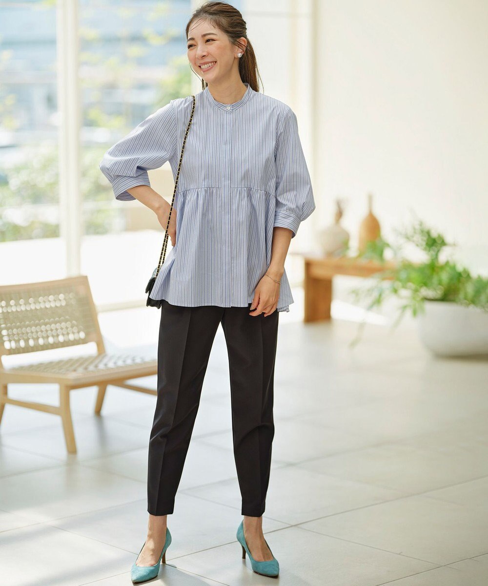 組曲 L 【WEB限定】コンパクトシャーティング ペプラムブラウス 