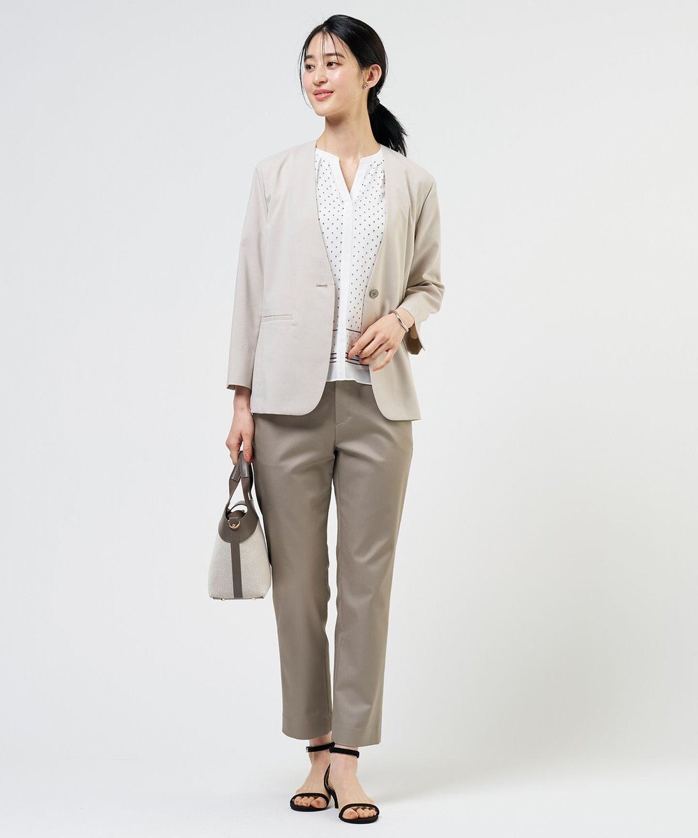 J.PRESS LADIES 【WEB限定カラーあり】TCシャンブレーサテンST テーパード パンツ 