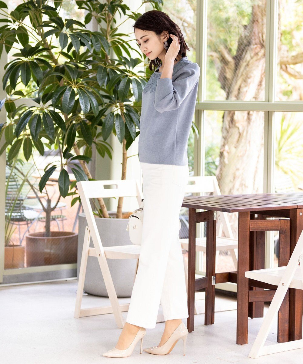 Tiaclasse L 【洗える】大人上品なスカラップレースコンビニット 