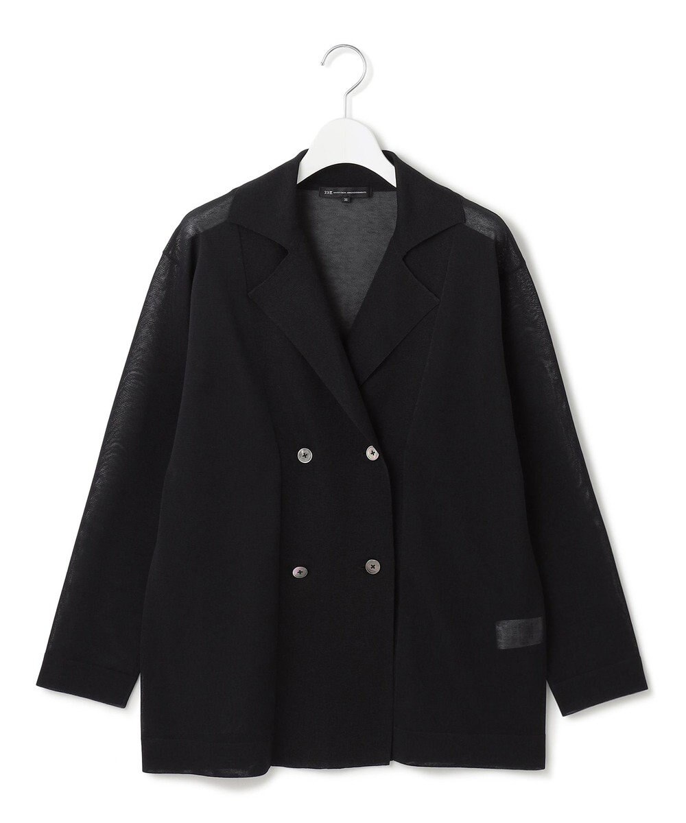 23区 L 【洗える】シアー ダブルブレスト ニット ジャケット 