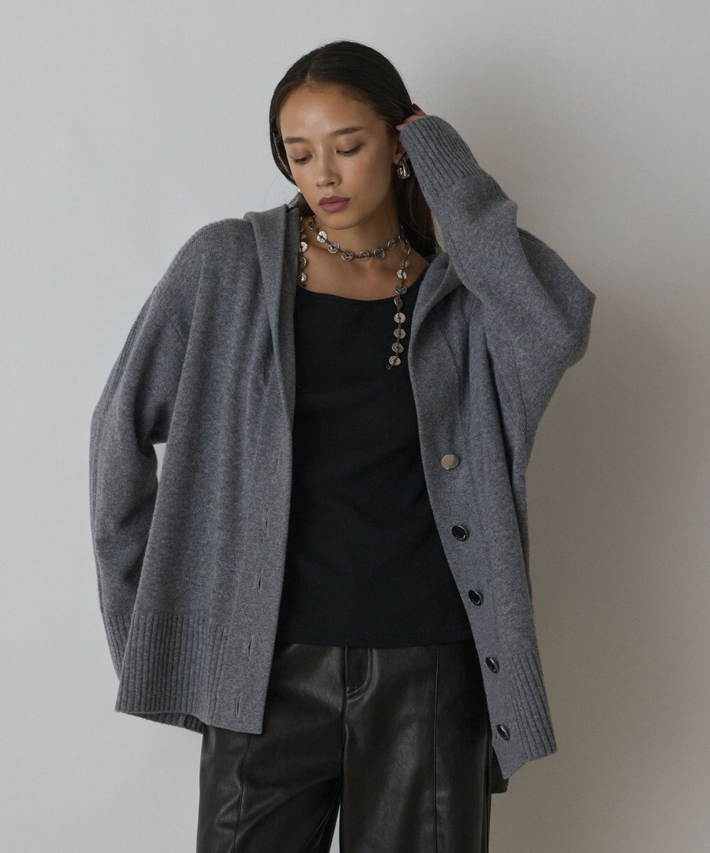 GRACE CONTINENTAL ウールフードニットカーディガン 