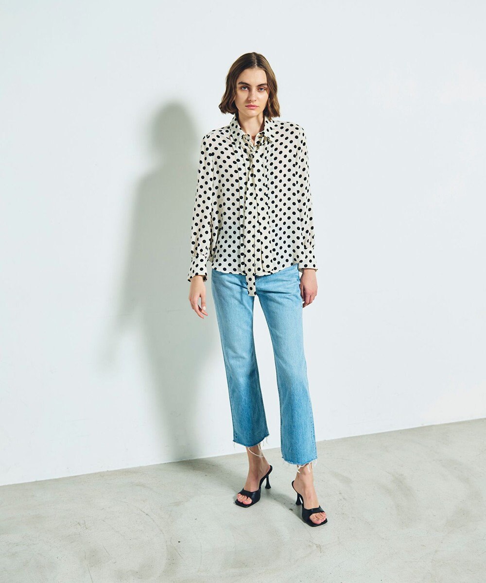 GRACE CONTINENTAL ドットプリントボウタイブラウス 