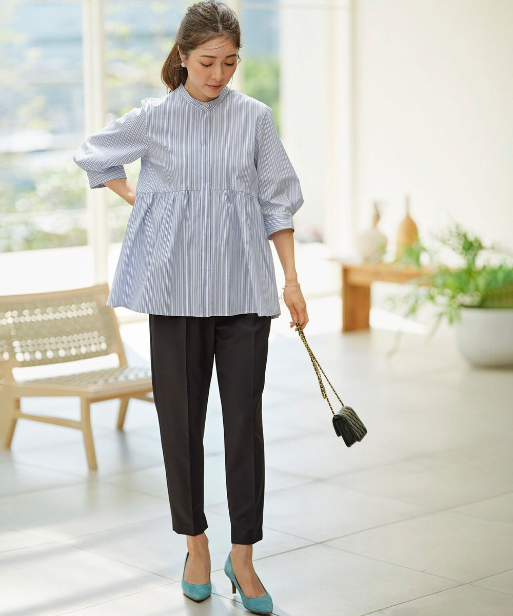 組曲 L 【WEB限定】コンパクトシャーティング ペプラムブラウス 