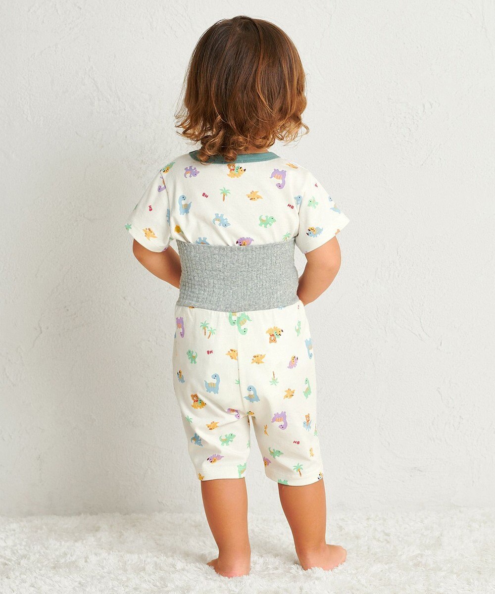 MIKI HOUSE HOT BISCUITS 【80-120cm】 恐竜柄 腹巻き付き 天竺素材 半袖パジャマ 