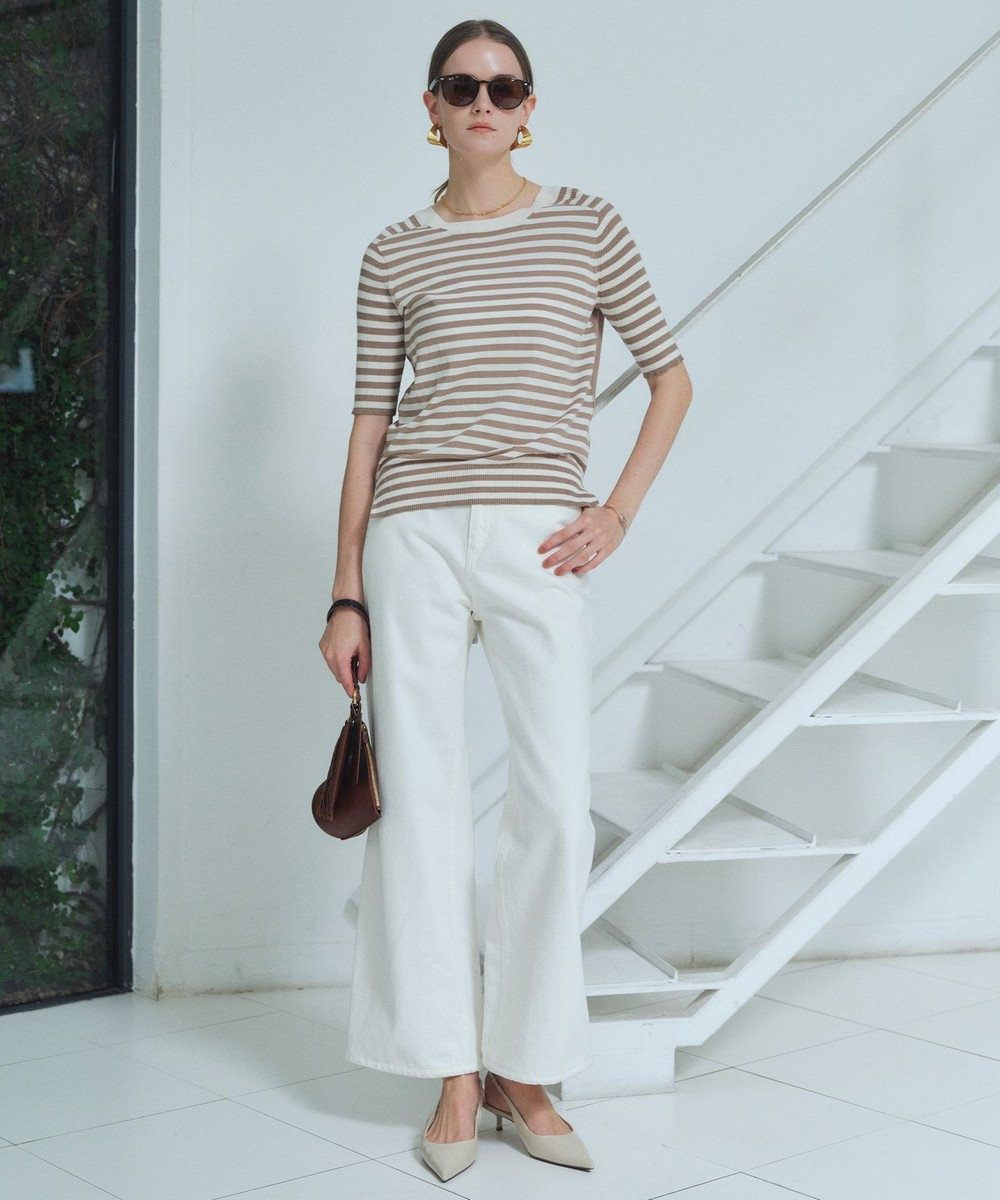 BEIGE， JULIE / コットンシルク 2WAY半袖ニット 