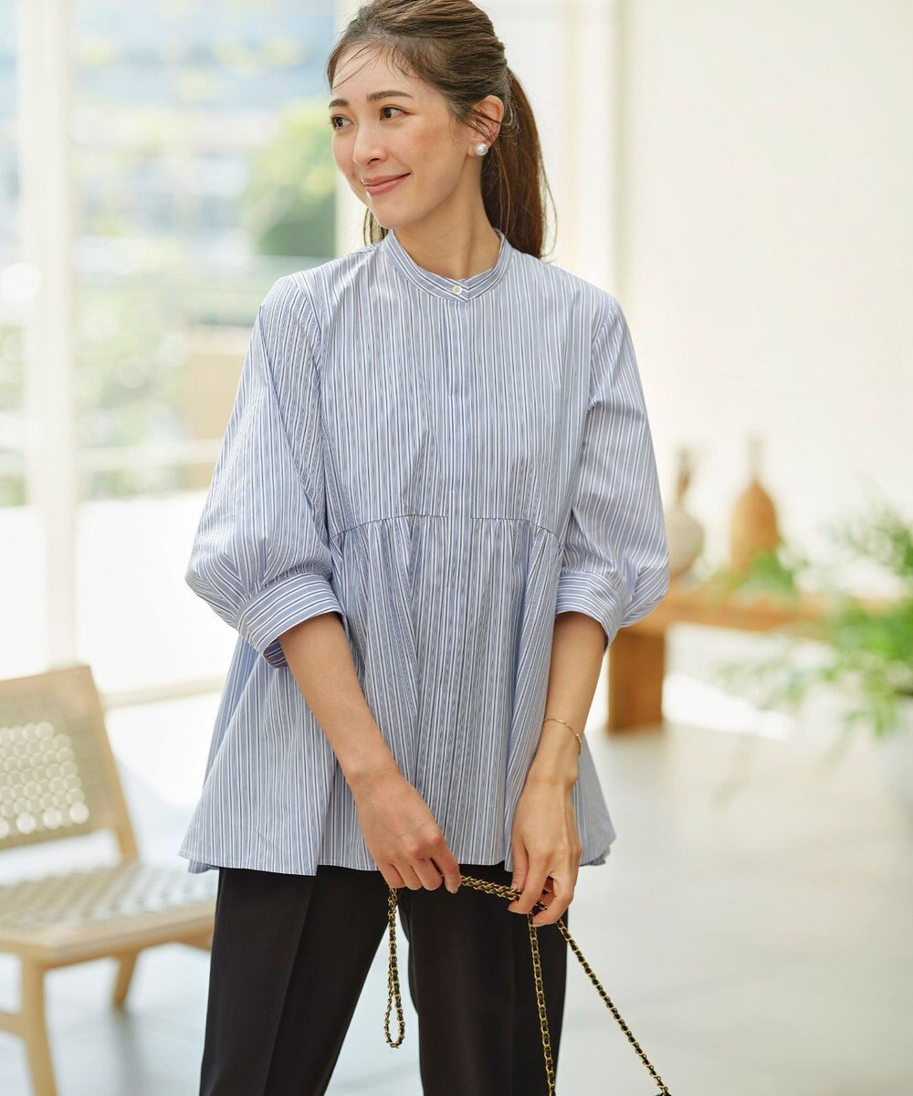 組曲 L 【WEB限定】コンパクトシャーティング ペプラムブラウス 