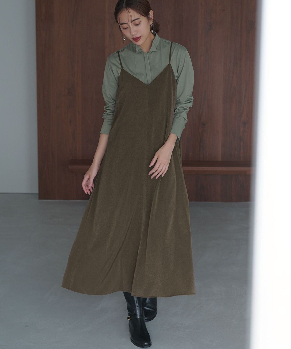 23区 【見上愛さん着用/洗える】スエーディーサテン キャミソール ワンピース 