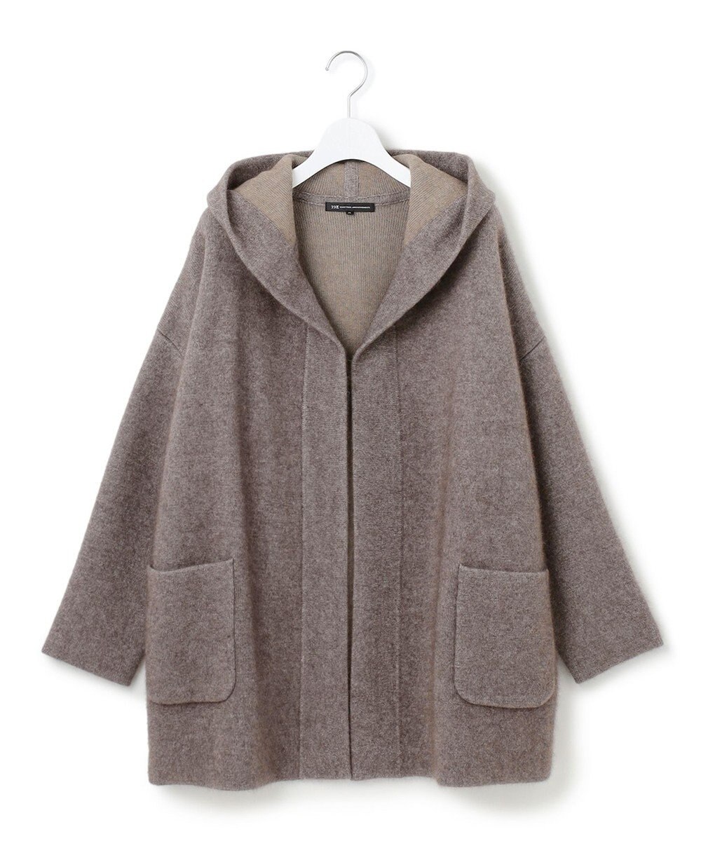 23区 【洗える】ラクーンブレンドダブルフェイス フーディー ニットカーディガン 