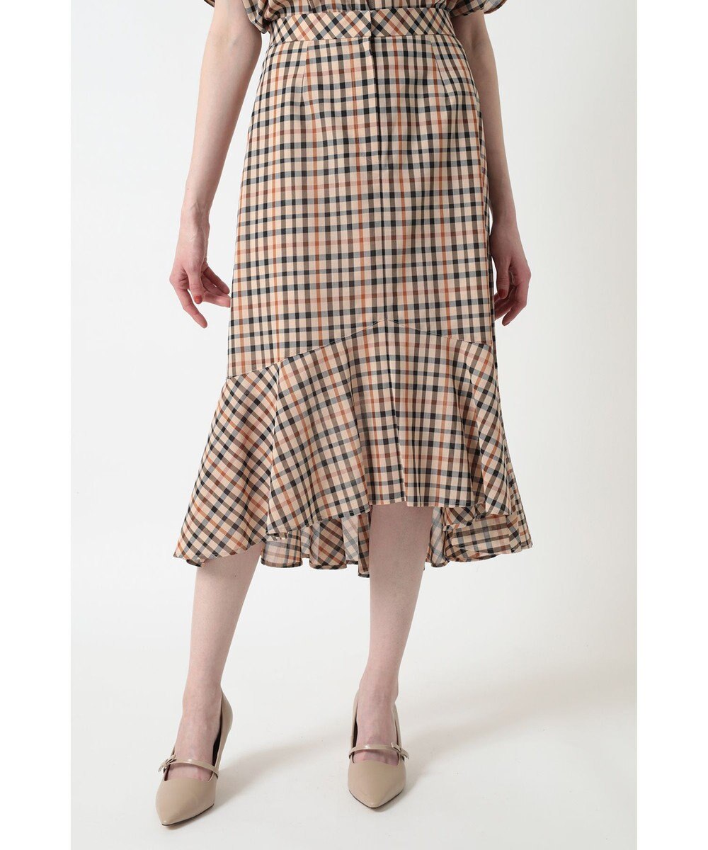 DAKS コットンボイル ペプラム フレアスカート 