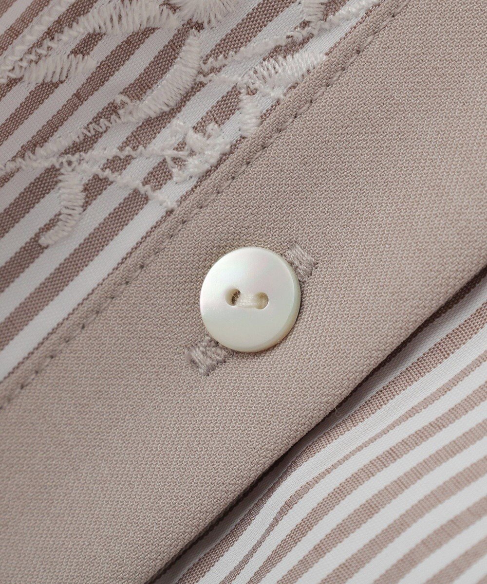 YECCA VECCA ストライプ柄フラワー刺繍ワンピース 