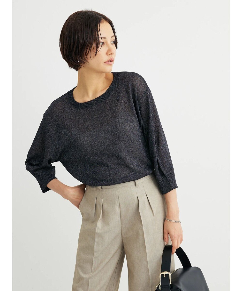 Green Parks ・ＥＬＥＮＣＡＲＥ　ＤＵＥバックパールシアー５分ニット 