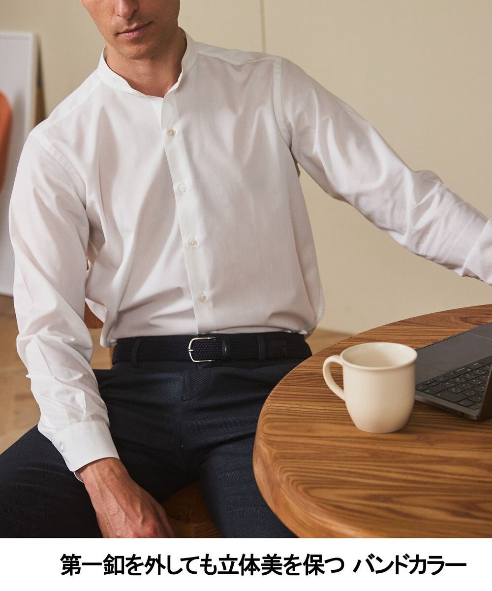 GOTAIRIKU 【シワになりにくい/洗える】ＴＣブロード シャツ_バンドカラー 