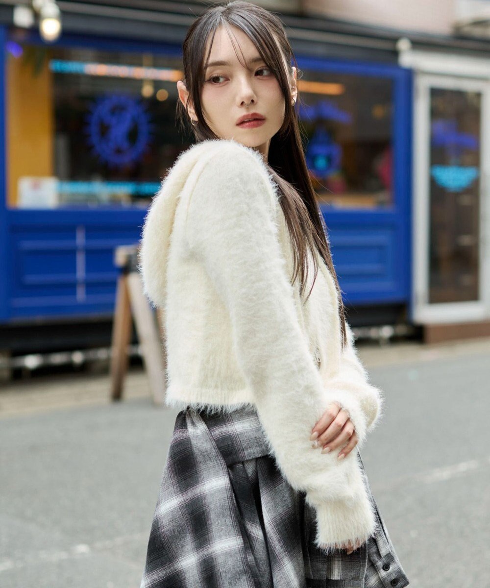 WEGO 【25秋冬新作】シャギーニットジップパーカー 