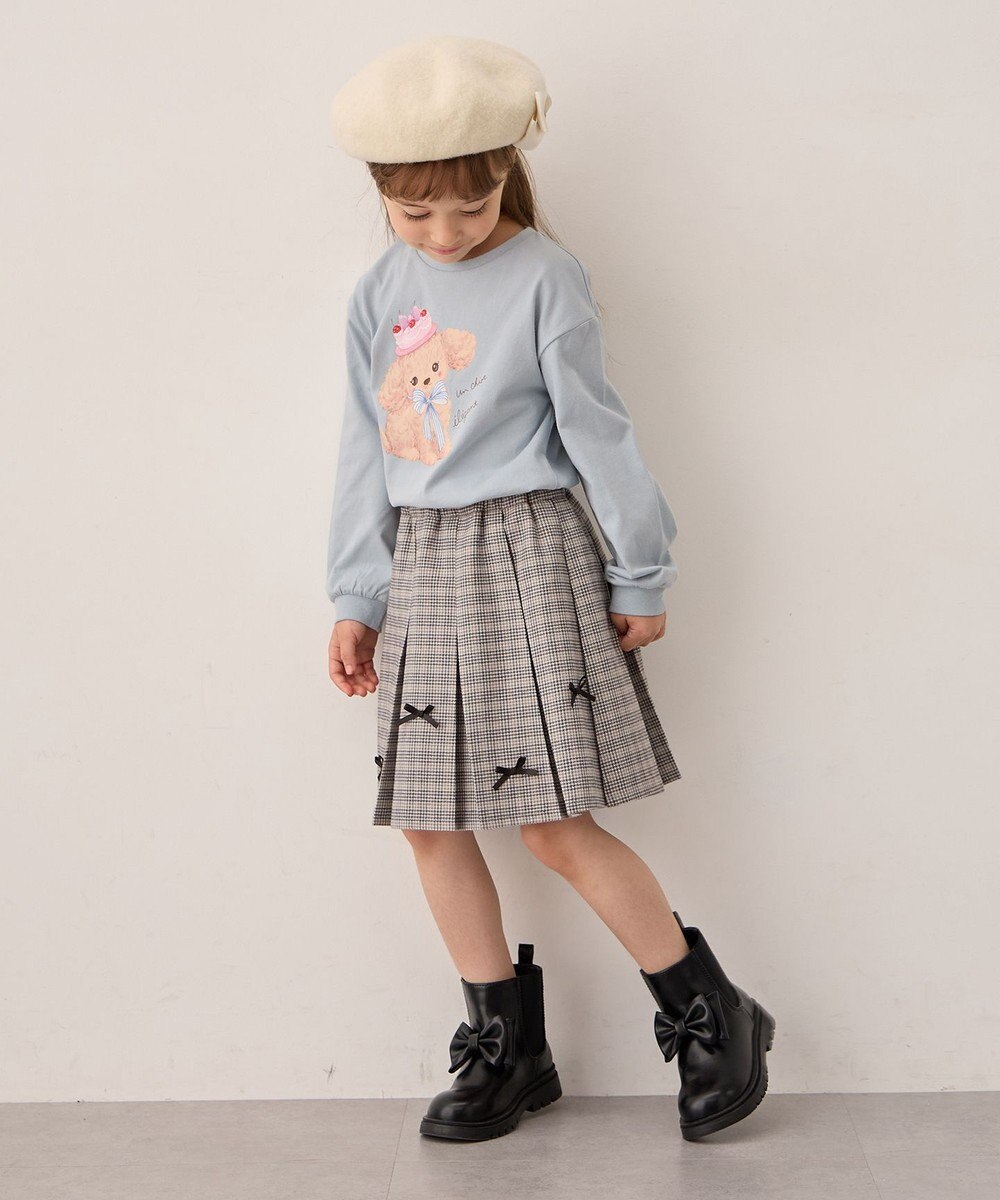 ANY KIDS リボン×チェック プリーツスカパン 
