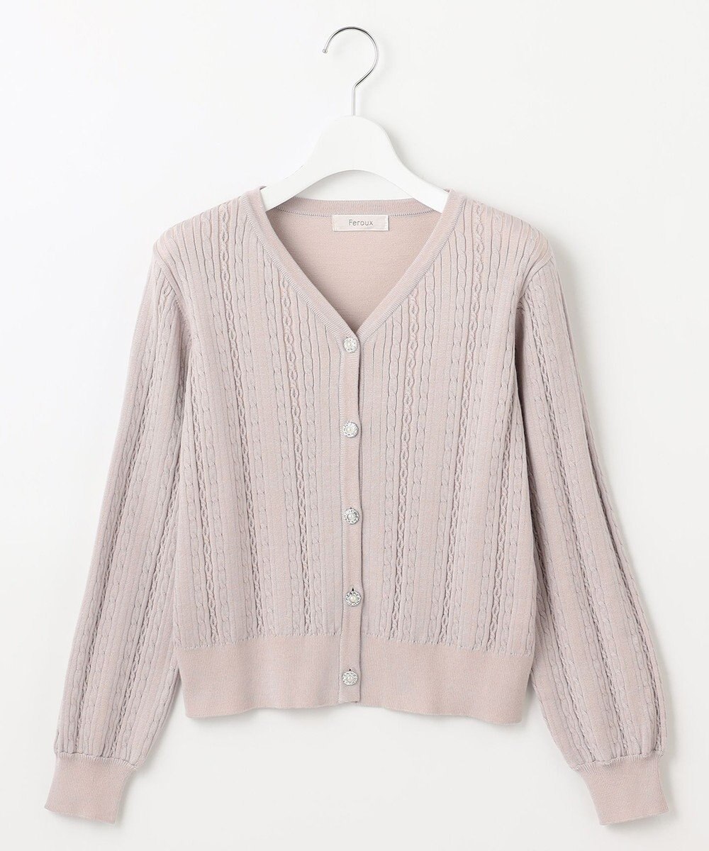 Feroux 【洗える】ビジューボタン カーディガン 