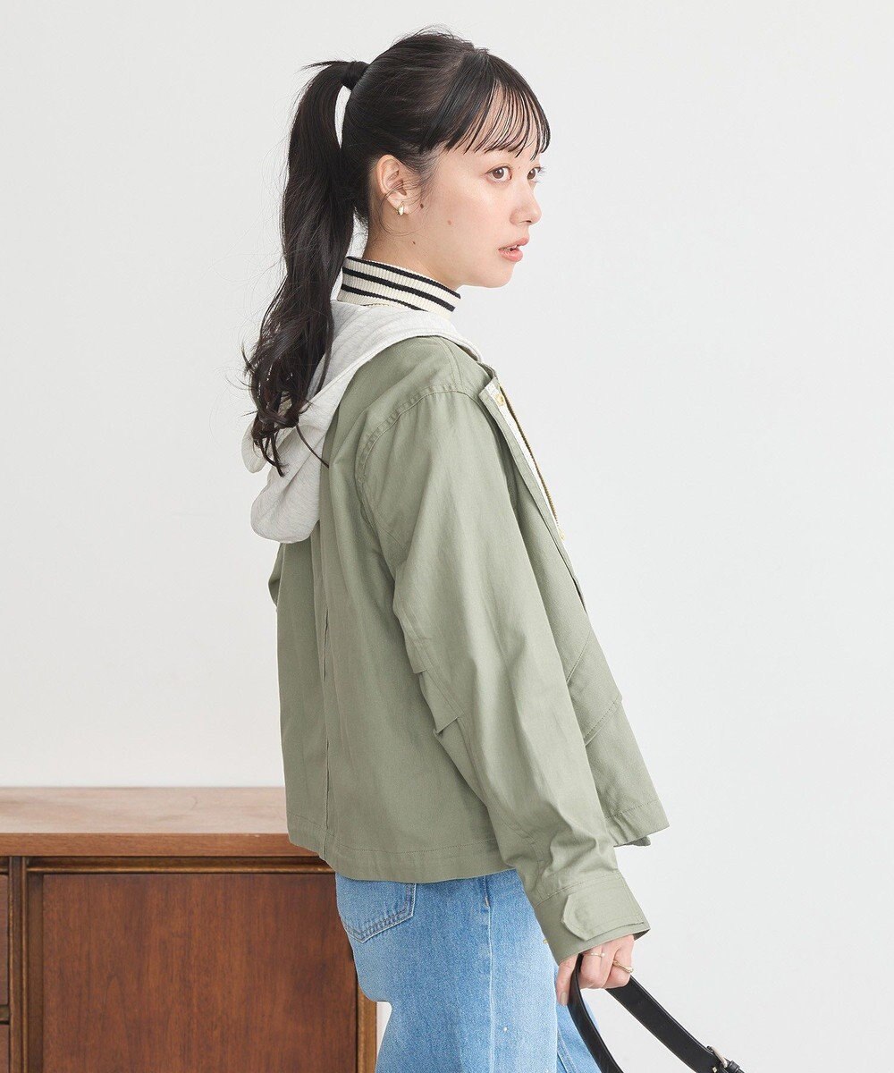 earth music&ecology パーカー付きミリタリーブルゾン 