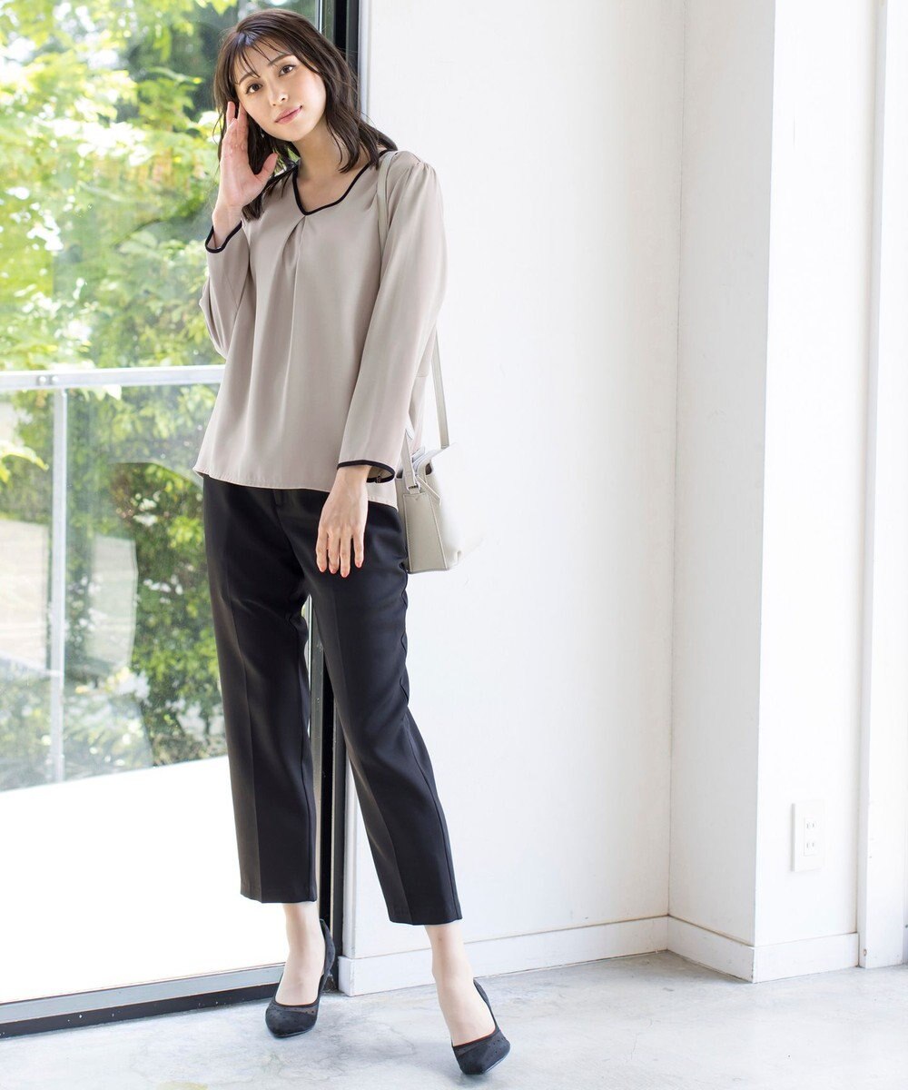 Tiaclasse L 【洗える】美脚効果も叶うリボン付きテーパードパンツ 