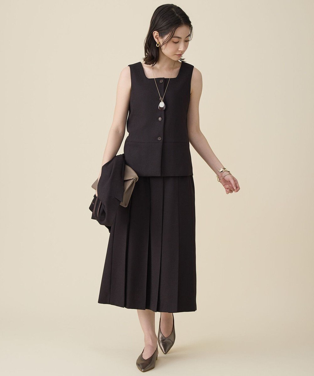 自由区 【セットアップ対応】リネンライクシンセティックノースリーブ ブラウス 