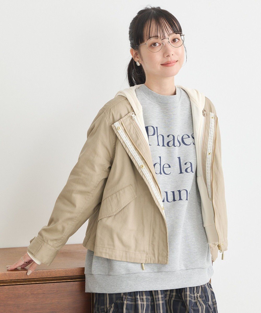 earth music&ecology パーカー付きミリタリーブルゾン 