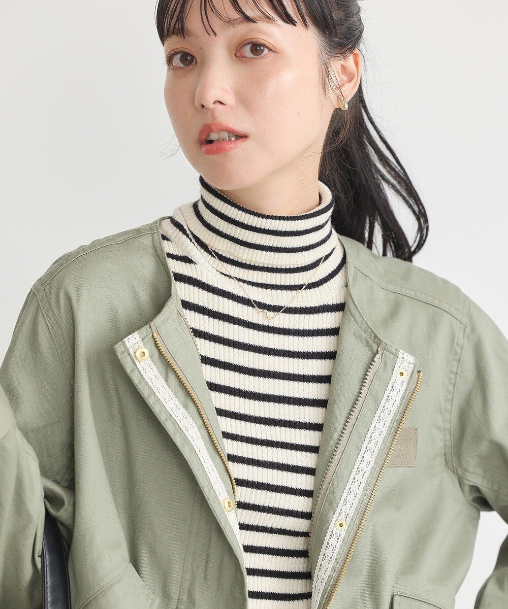 earth music&ecology パーカー付きミリタリーブルゾン 