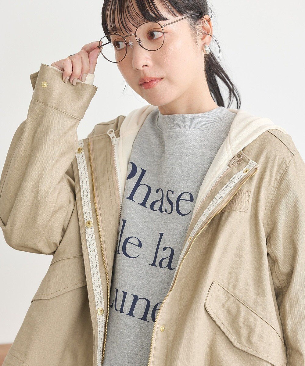 earth music&ecology パーカー付きミリタリーブルゾン 