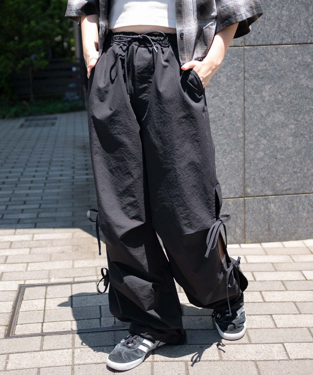 WEGO 【ウエストゴム】サイドリボンパラシュートパンツ 