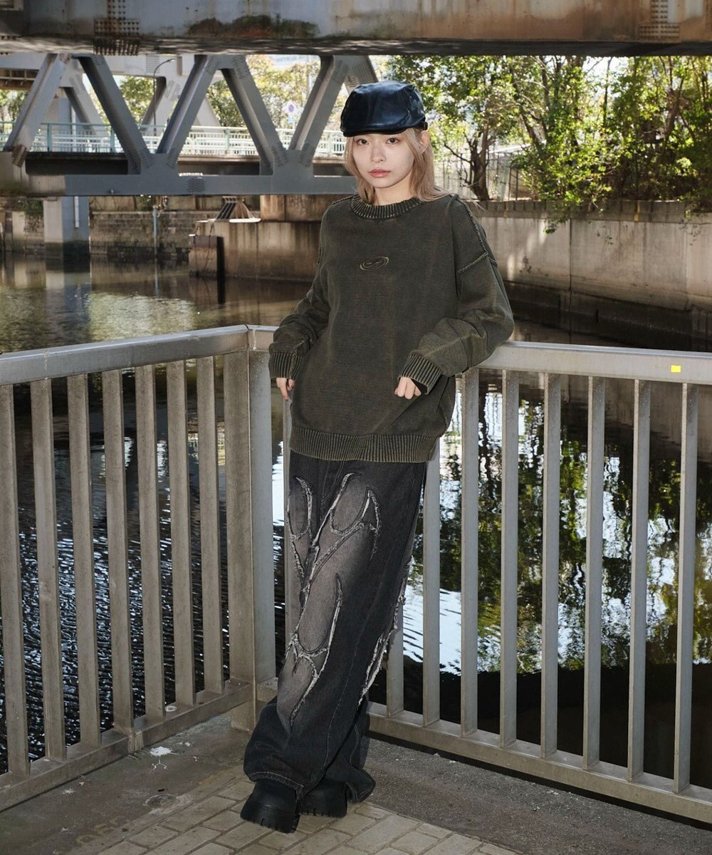 WEGO 【ユニセックス着用ITEM】ピグメントロゴニットプルオーバー 