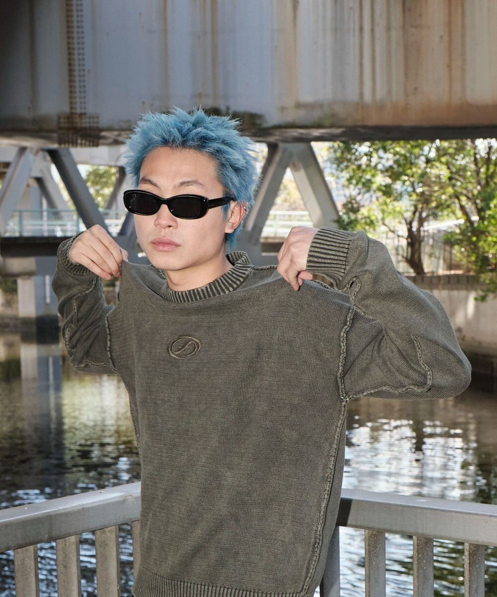 WEGO 【ユニセックス着用ITEM】ピグメントロゴニットプルオーバー 