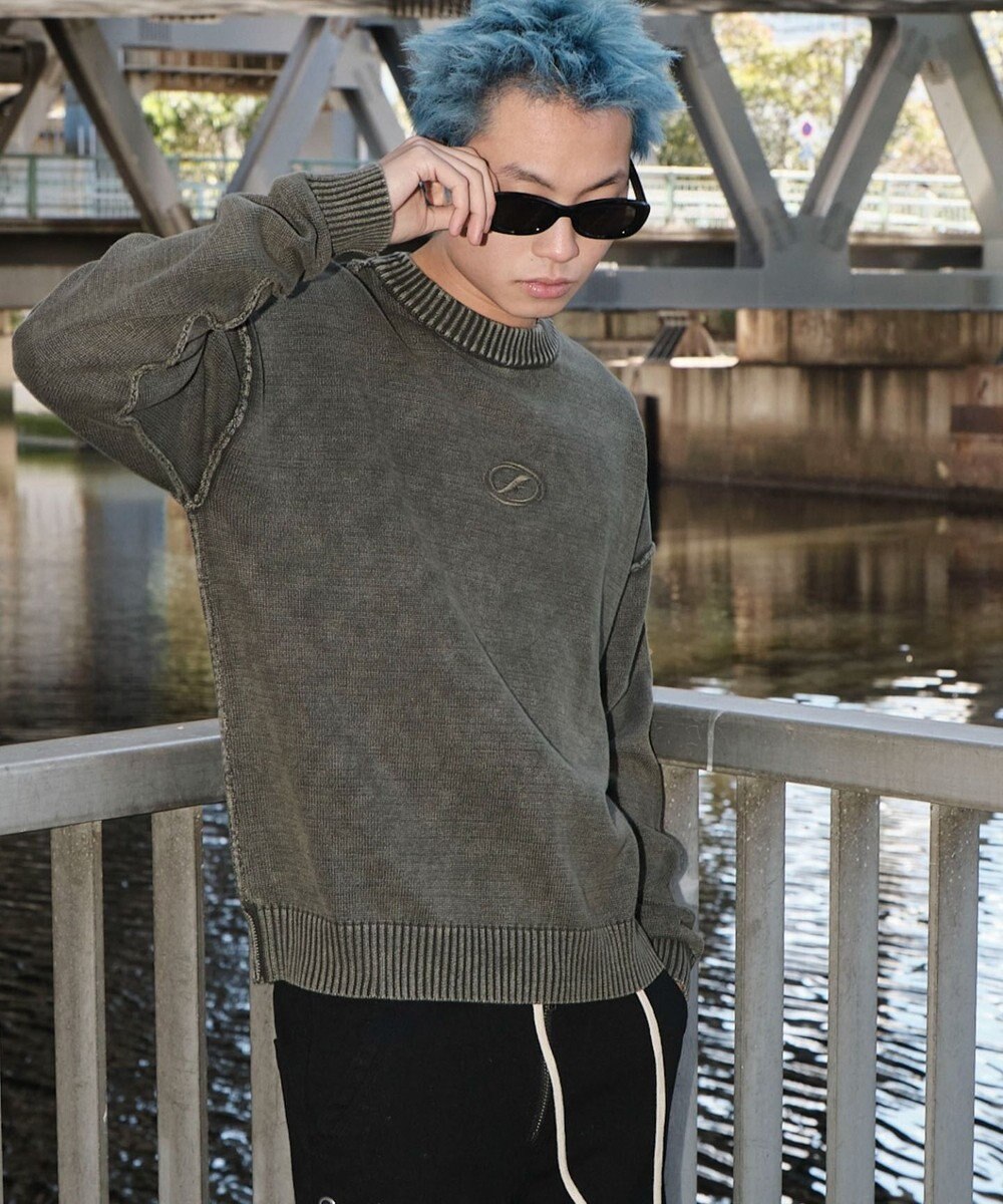 WEGO 【ユニセックス着用ITEM】ピグメントロゴニットプルオーバー 