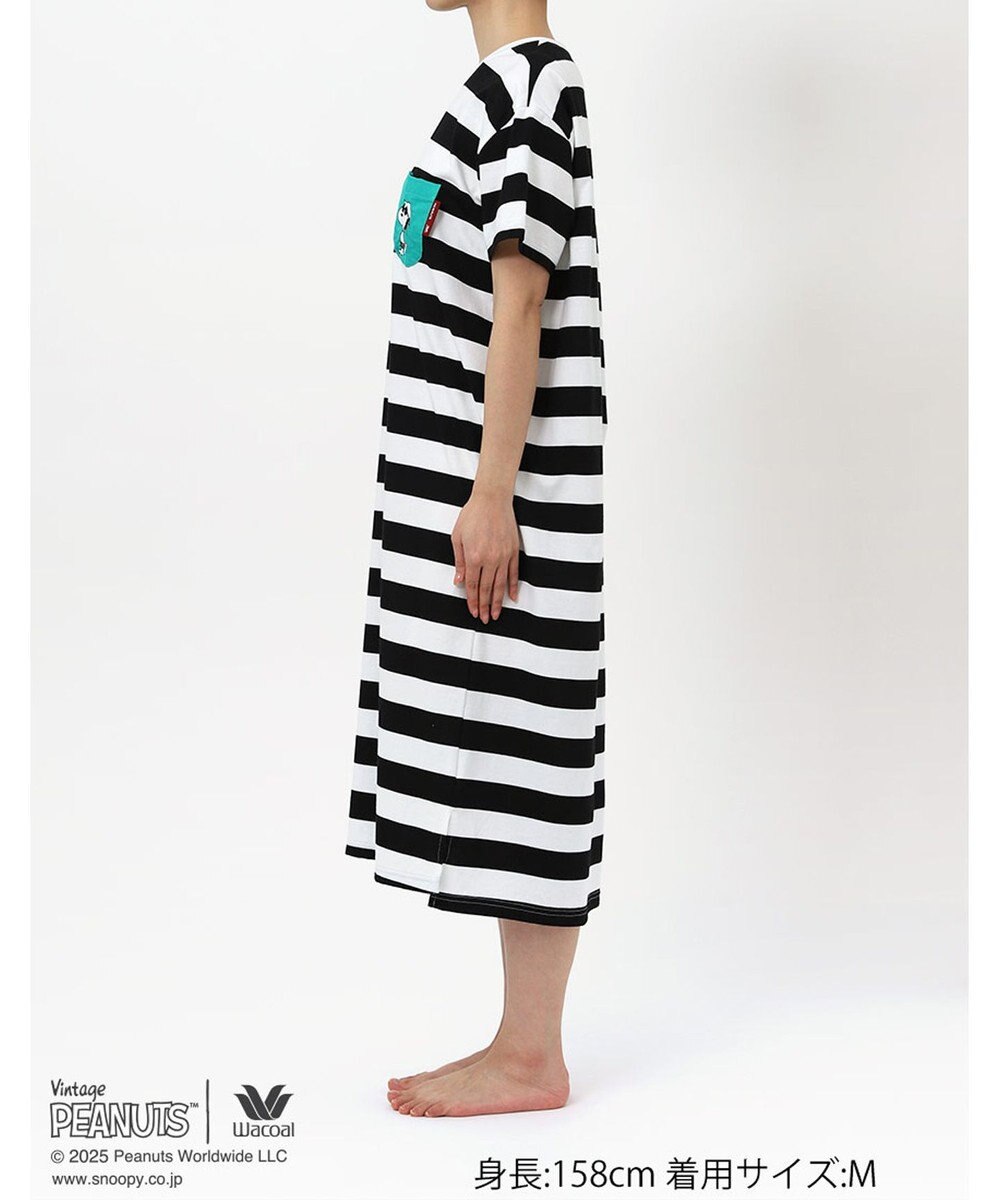 WACOAL ワコール_リラックス＆スリープ ネグリジェ 4分袖 綿100%(本体) PEANUTS スヌーピー ロング丈(ふくらはぎ付近) レディース FNT156 /ワコール 