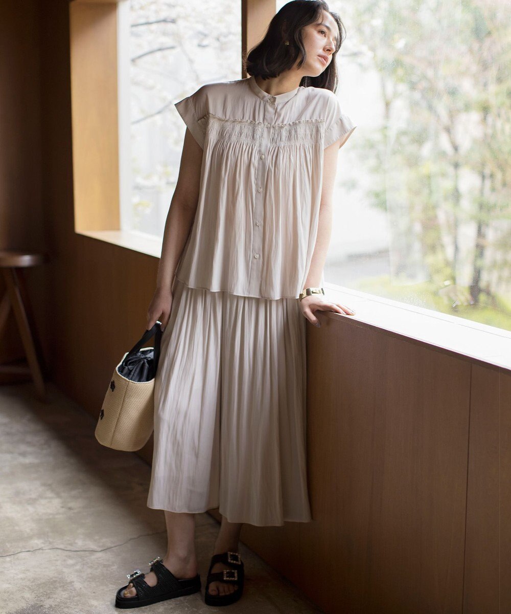 組曲 L 【春夏のNEWカラー登場】ギャザーライトデシン パンツ 