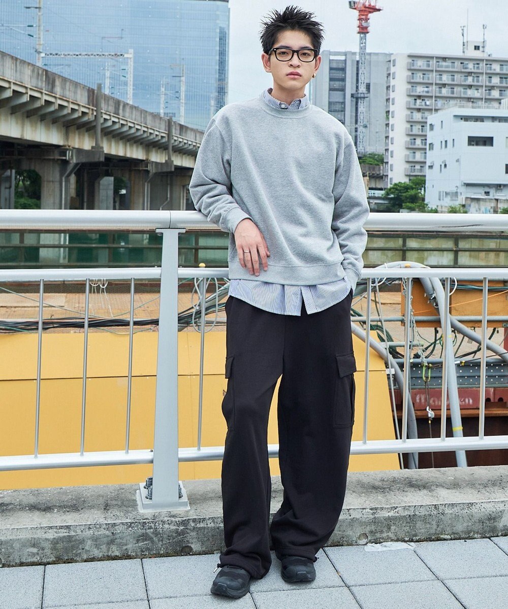 WEGO 【ウエストゴム/MLサイズ展開】ワイドカーゴスウェットパンツ 