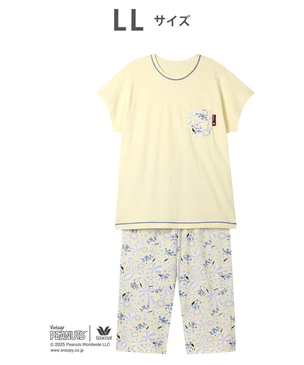 WACOAL ワコール_リラックス＆スリープ パジャマ 3分袖 半袖 8分丈 綿100%(本体) PEANUTS スヌーピー レディース FDT158 /ワコール 