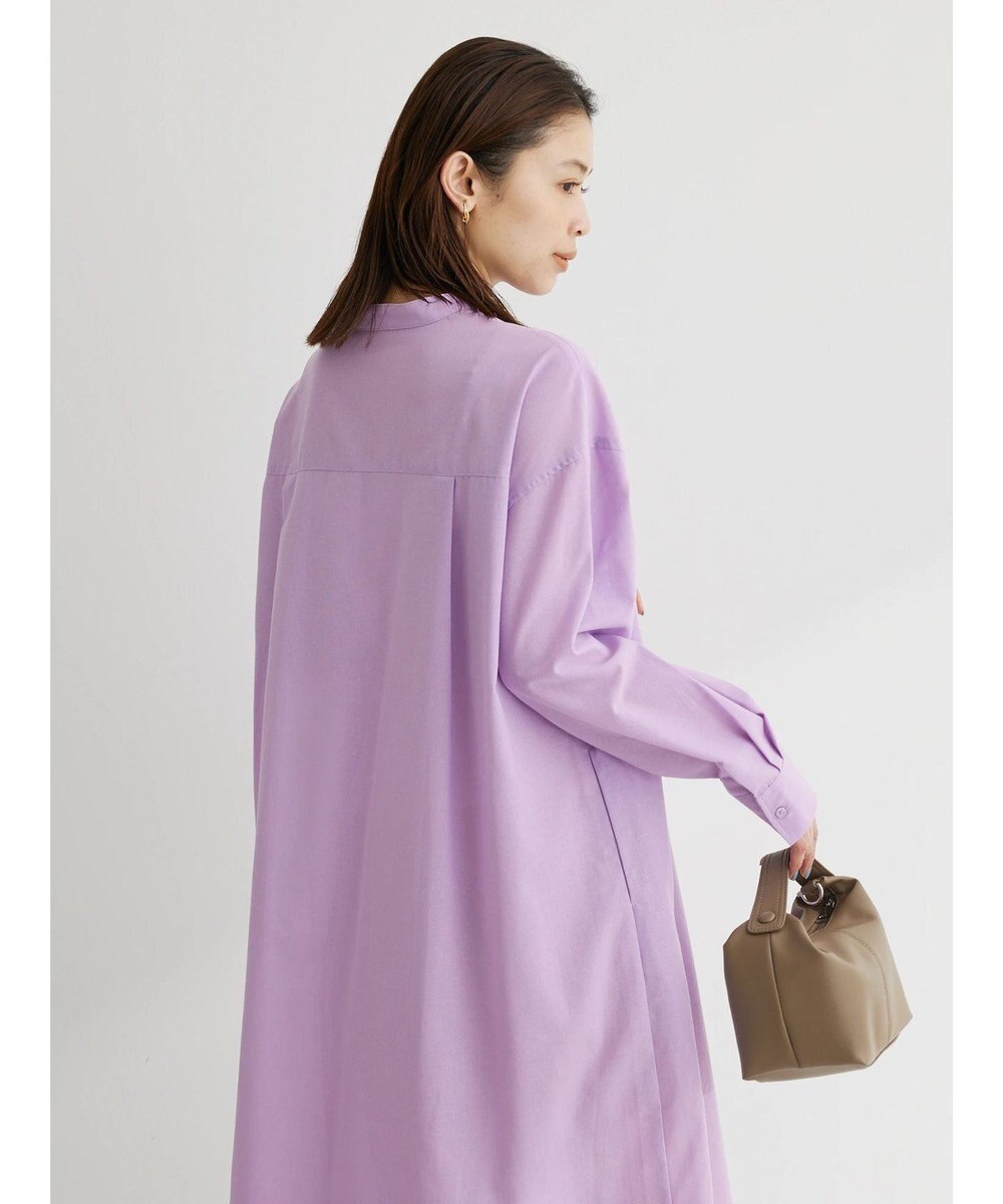 Green Parks 綿麻混バンドカラーシャツワンピース 