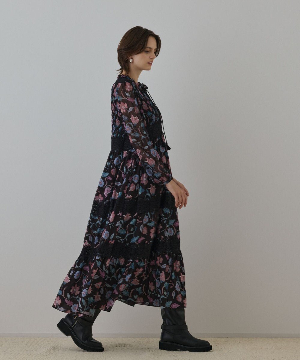 GRACE CONTINENTAL サラサプリントティアードワンピース 