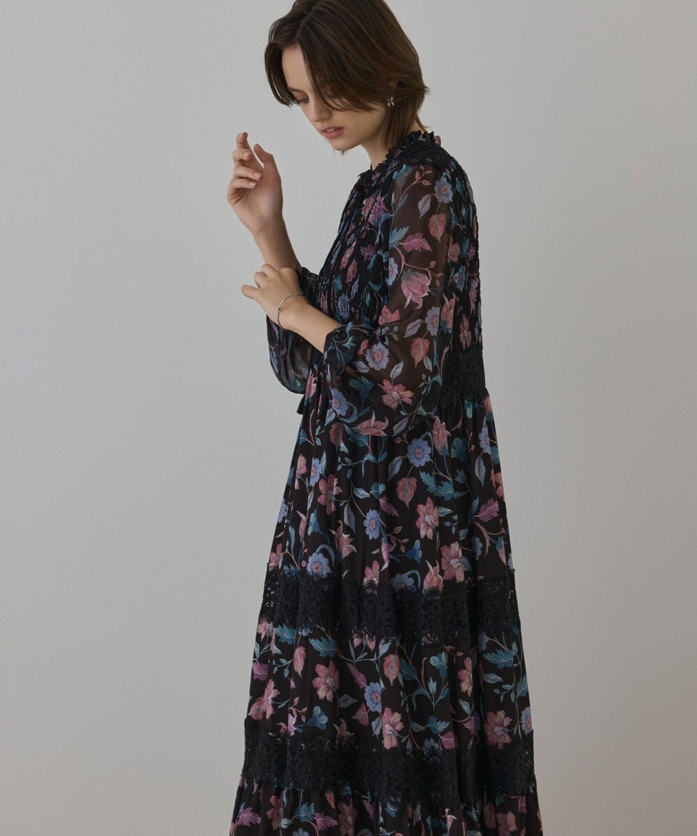 GRACE CONTINENTAL サラサプリントティアードワンピース 