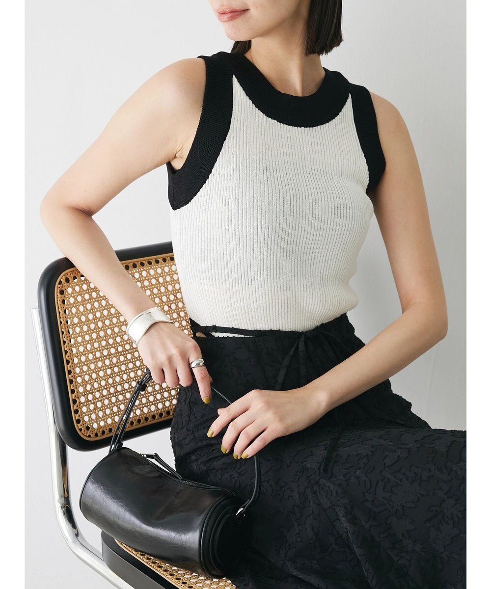 Green Parks デザインヘム配色ニットタンクトップ 