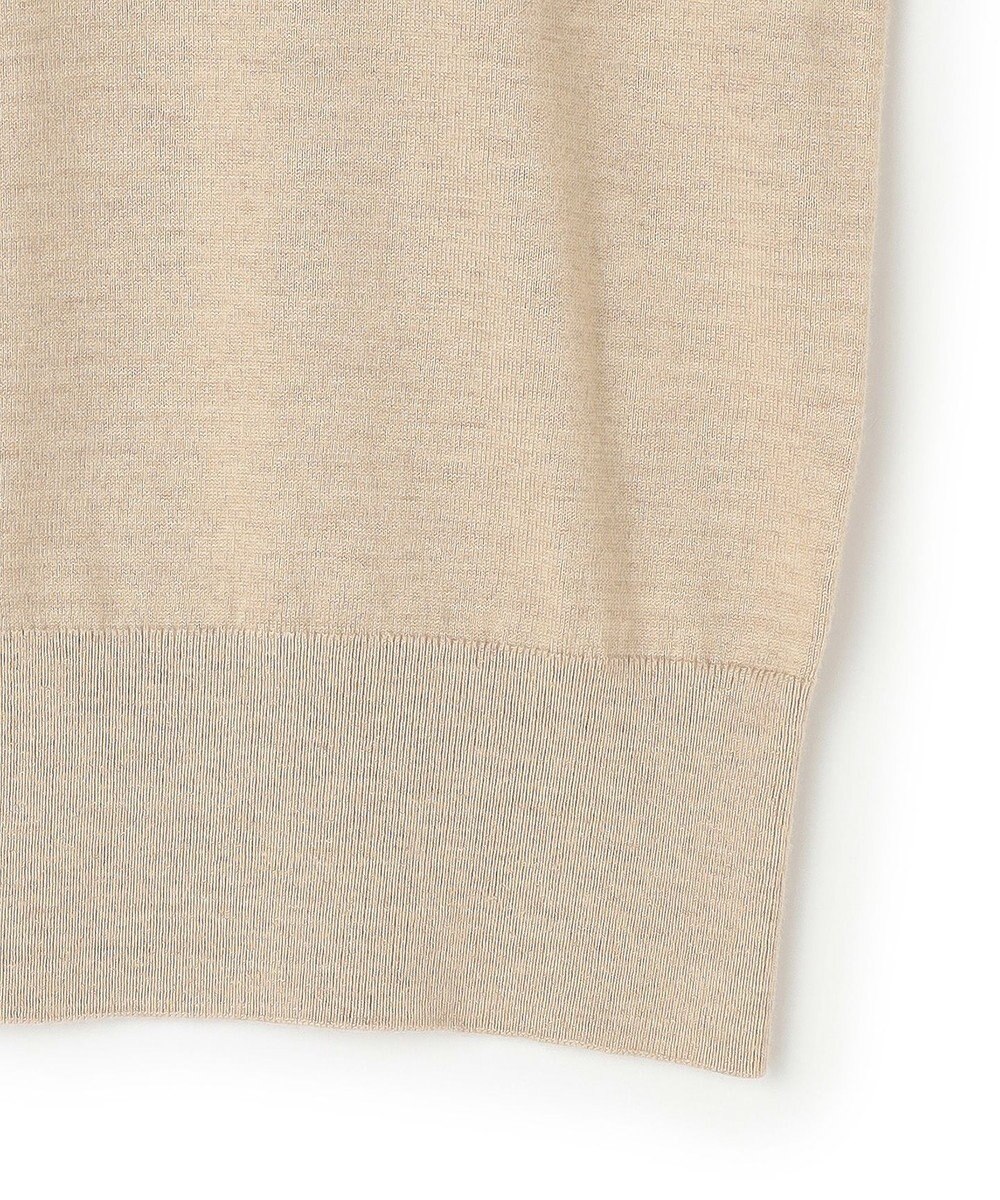 BEIGE， CHLOR / ウールシルク配色クルーネックカーディガン 