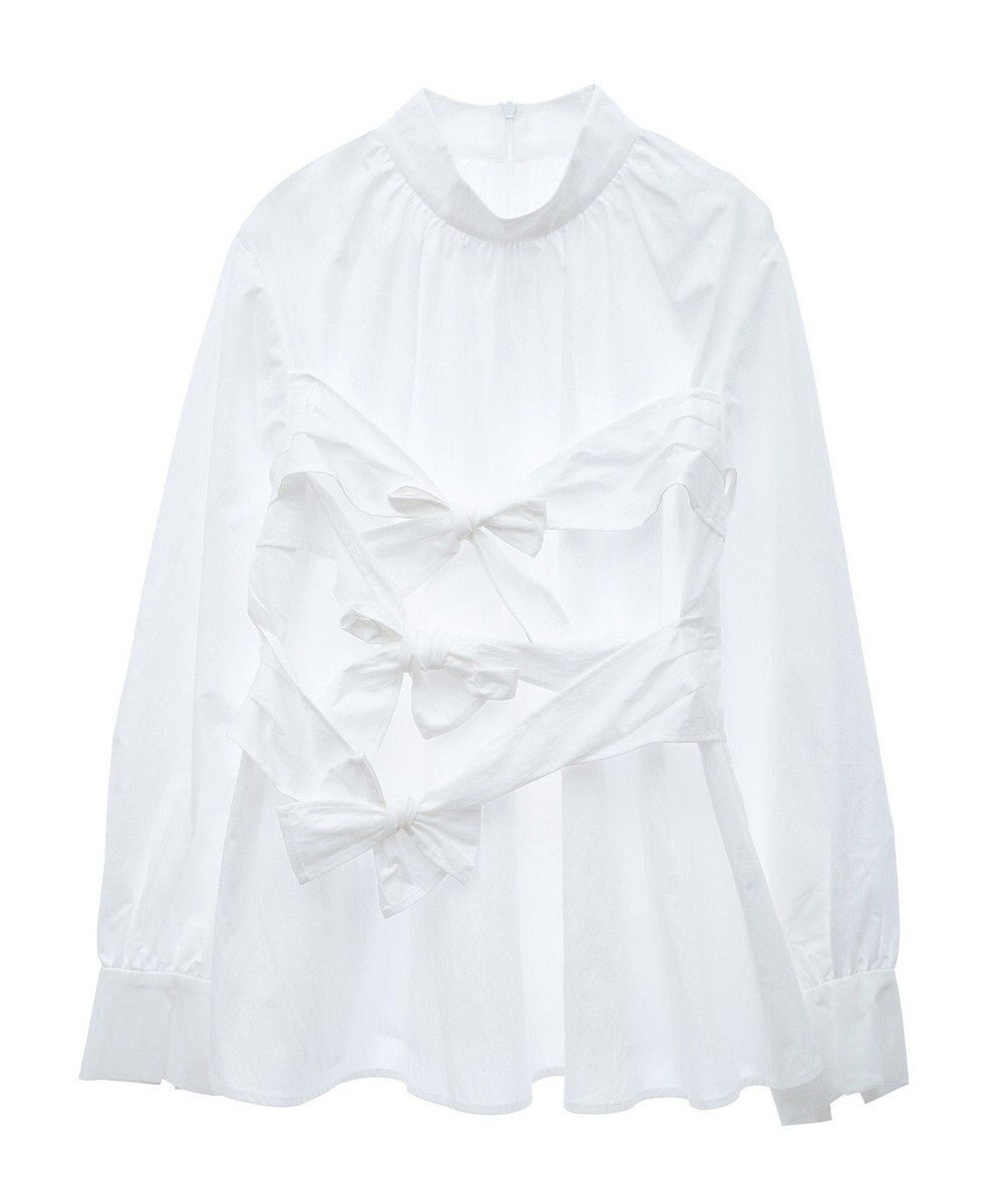 Green Parks リボンデザインハイネックブラウス 