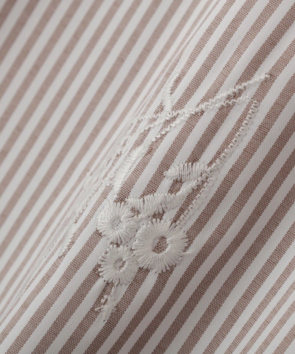 YECCA VECCA ストライプ柄フラワー刺繍ワンピース 