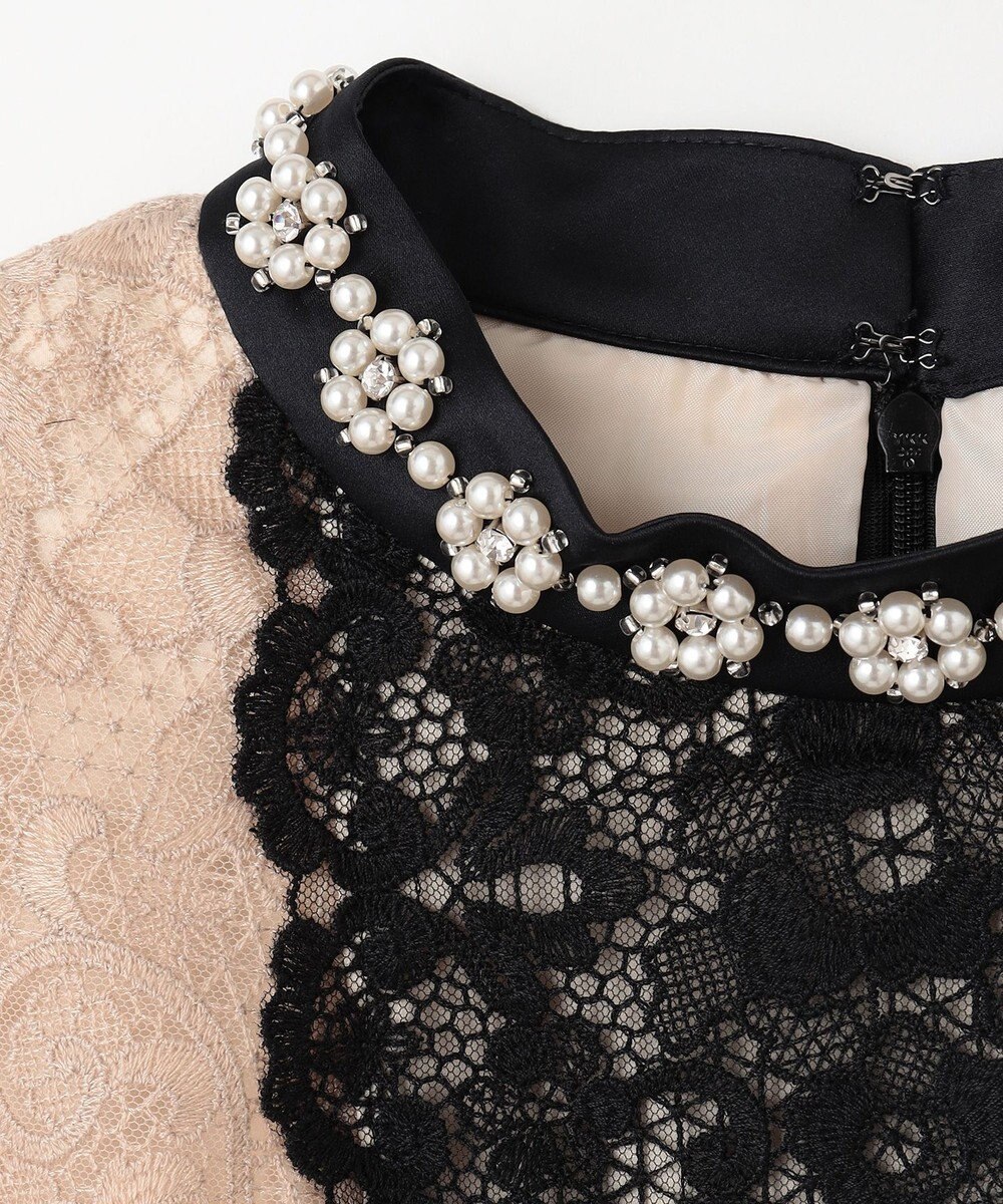 GRACE CONTINENTAL ビジュー衿レースドレス 