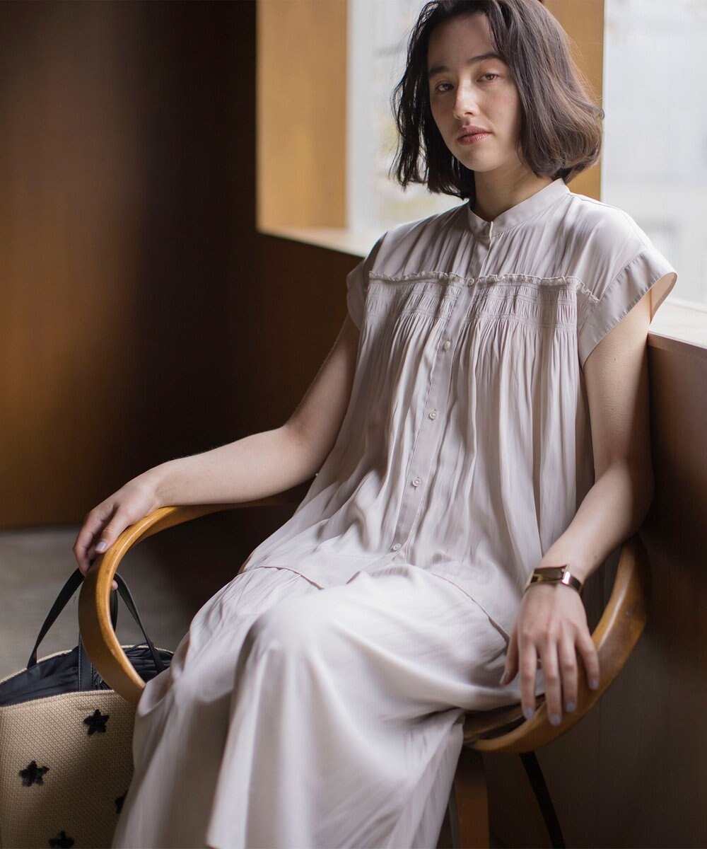 組曲 L 【春夏のNEWカラー登場】ギャザーライトデシン パンツ 