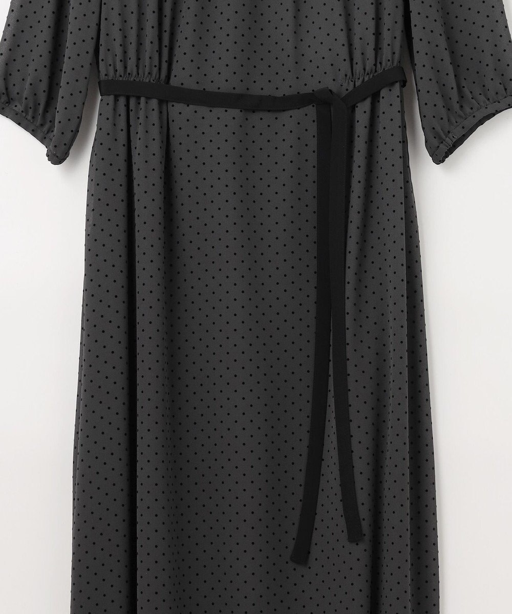 J.PRESS LADIES L 【洗える】ドットフロッキープリント ワンピース 