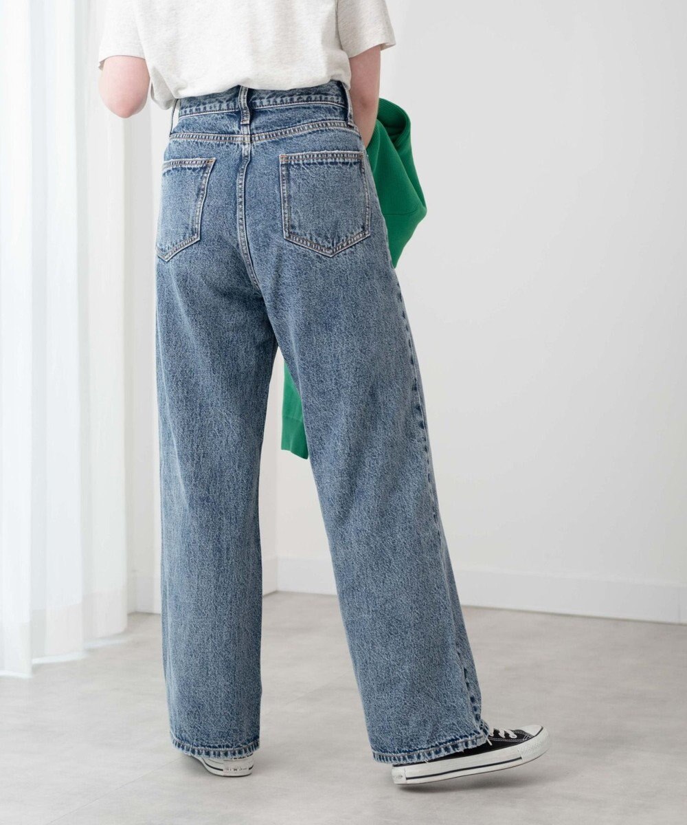 WEGO ウエストフィットワイドストレートデニムパンツ 