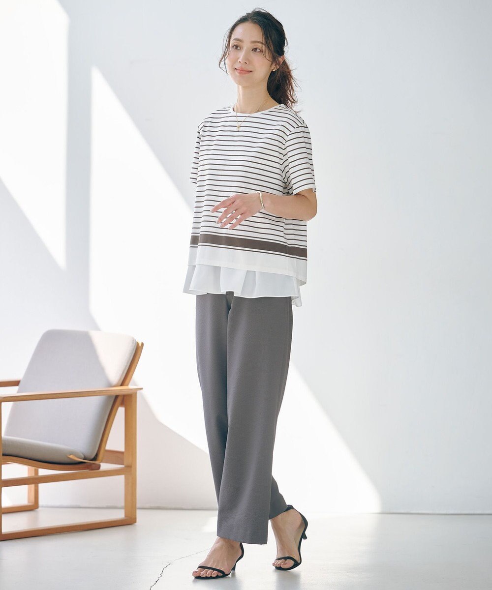 J.PRESS LADIES S 【洗える】パネルボーダー Tシャツ 