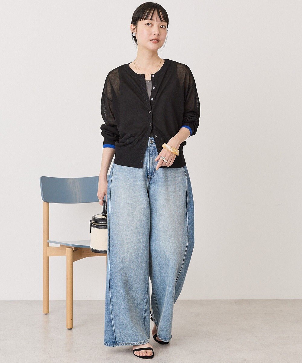 AMERICAN HOLIC シアー配色ニットカーディガン 