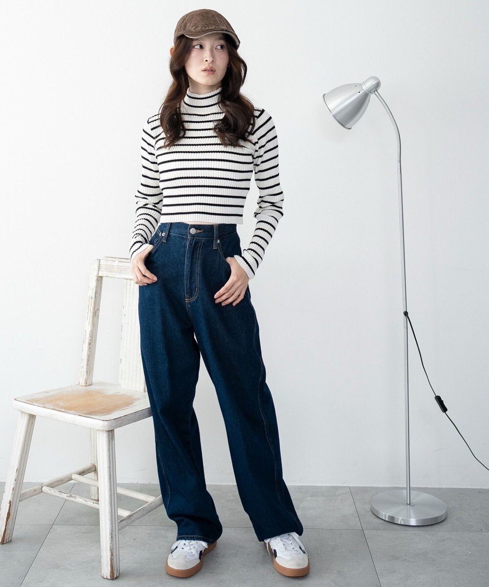 WEGO 【2025年秋冬新作】リブハイネックショートニット 