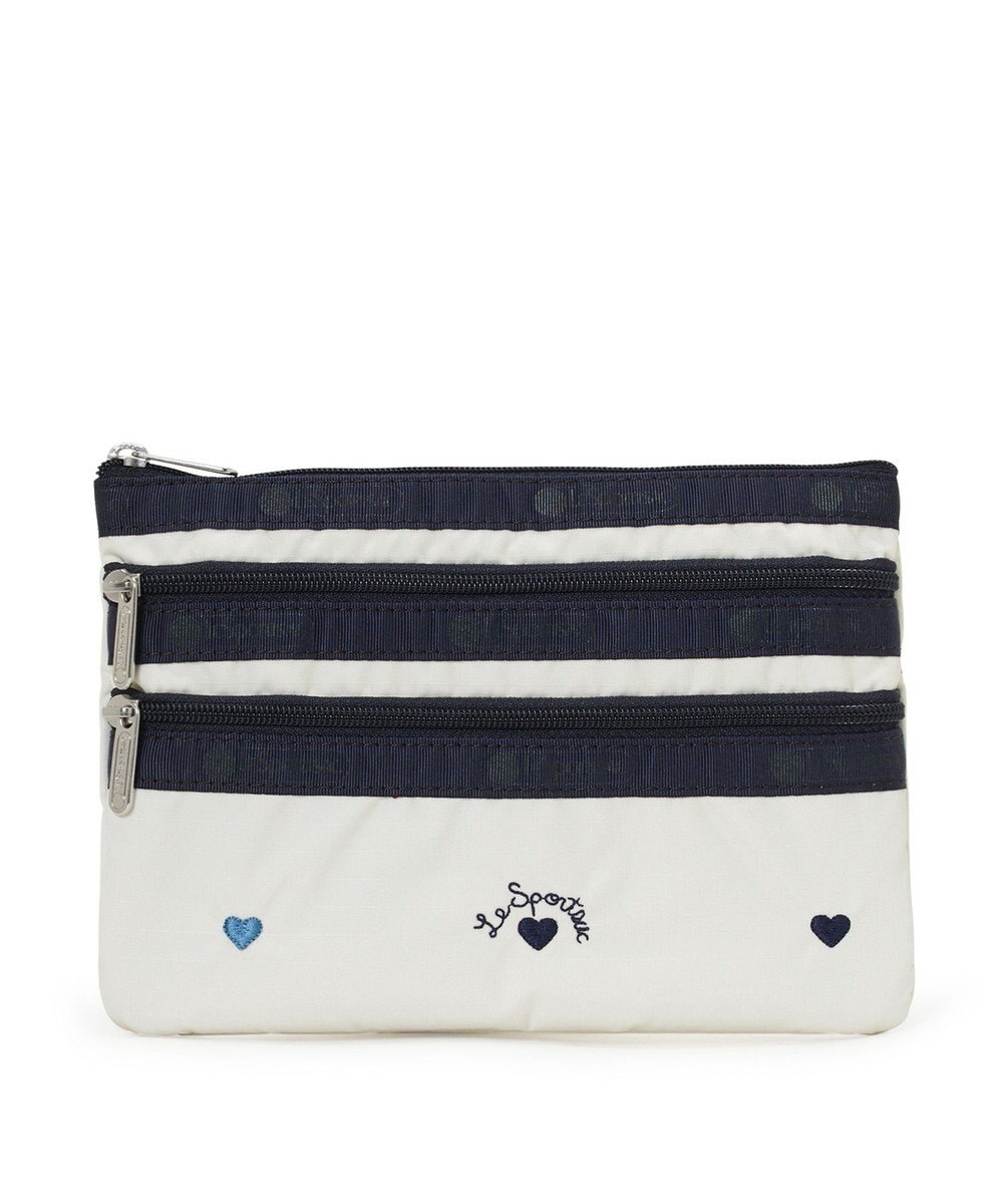 LeSportsac 3ZIP COSMETIC/トリコロールハートエンブロイダリー 